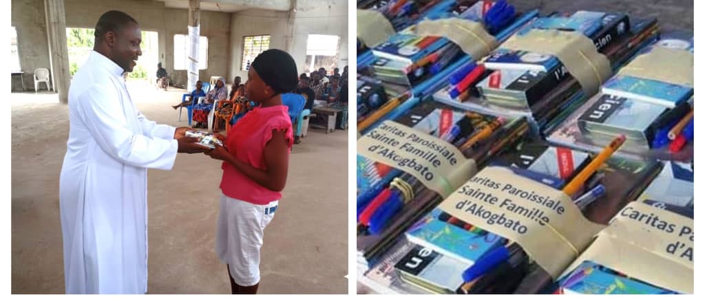 Rentrée scolaire 2025-2026 : la Caritas paroissiale Sainte Famille d’Akogbato soutient 156 enfants défavorisés