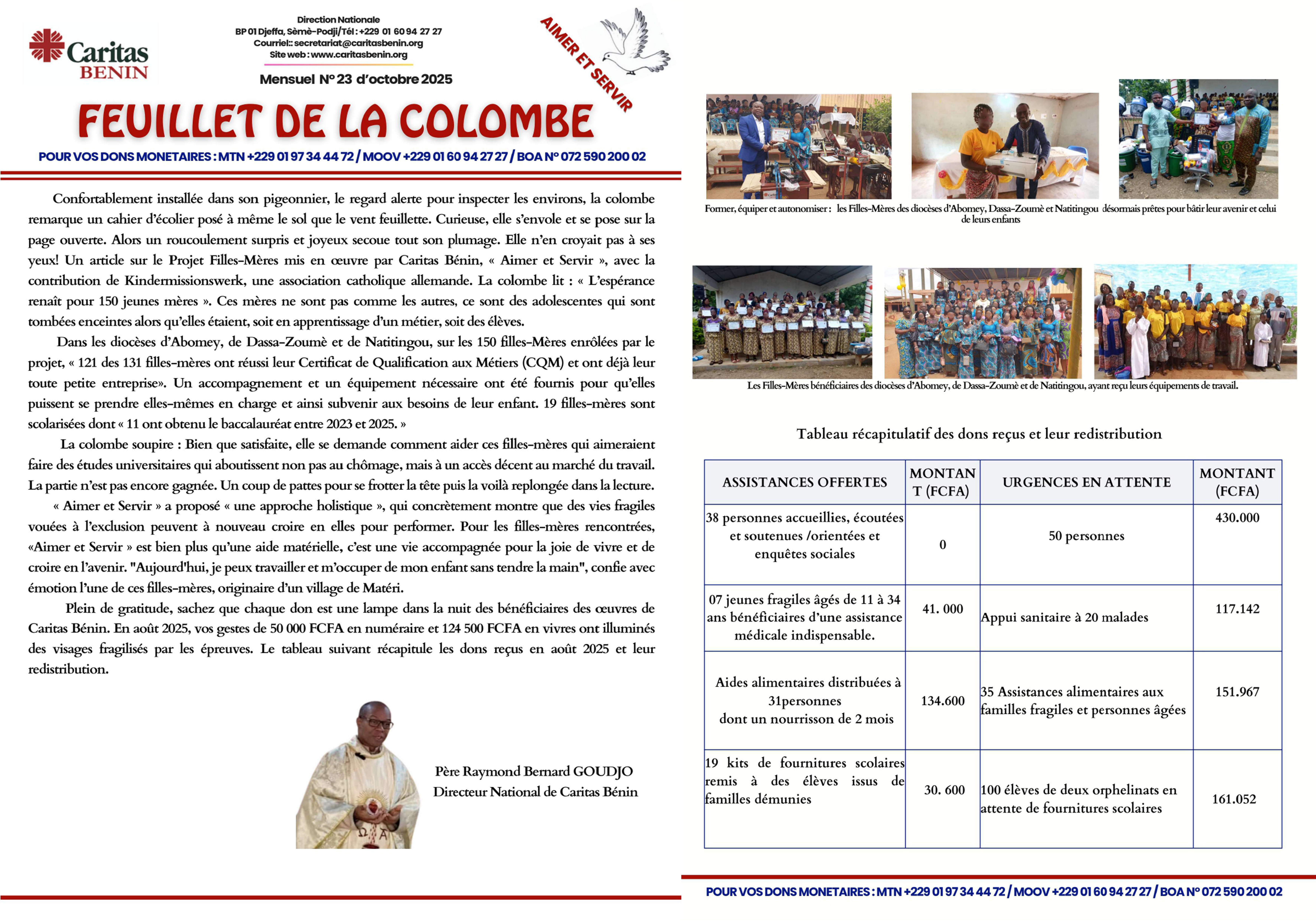 Feuillet de la colombe messagère d'octobre 2025