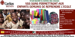 CARITAS BENIN A BESOIN DE VOS POUR SOUTENIR LES ENFANTS DEMUNIS