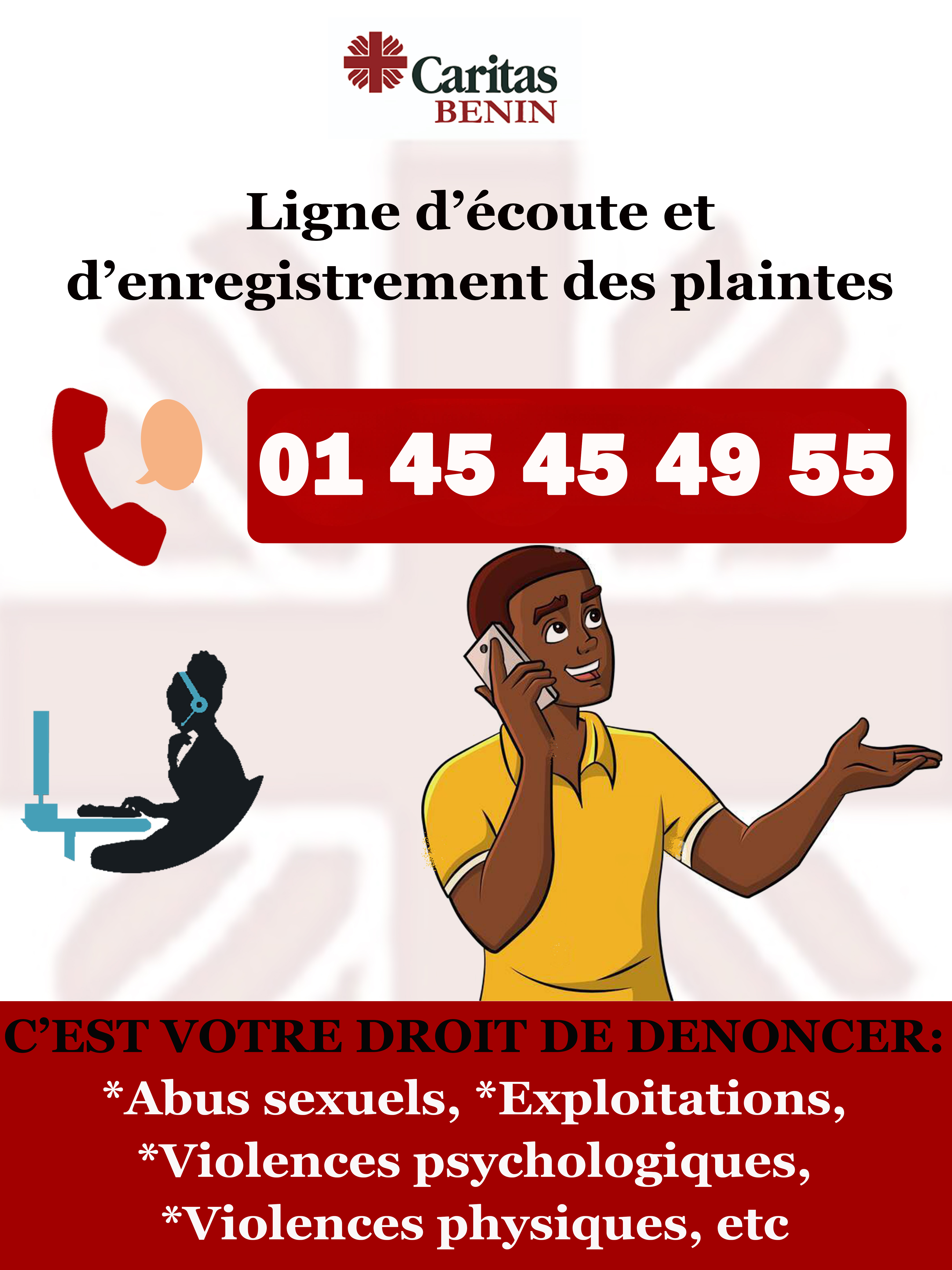 LE NOUVEAU NUMÉRO DE PLAINTE DE CARITAS BÉNIN